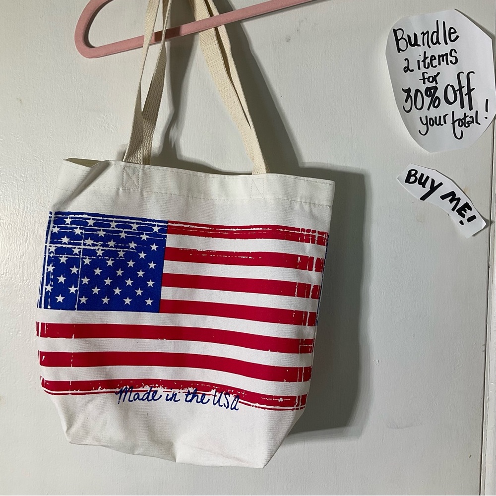 American Flag Canvas Tote Bag by Earthwise